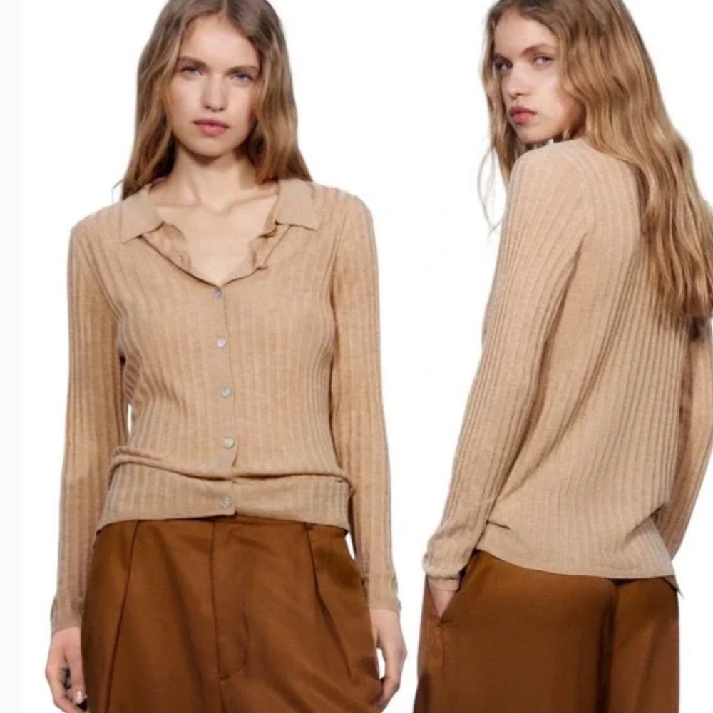 ✨ZARA Ribbed Collared Button Front Top✨ - Picture 4 of 4